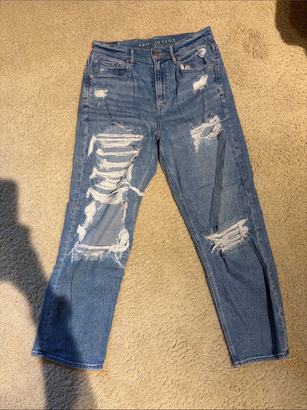 American Eagle Outfitters Distressed Blue Boyfriend Jeans